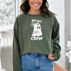 boo boo crew sweatshirt, halloween nurse hoodie, spooky vibes sweater, nurse ghost hoodie, nurse halloween gift, spooky