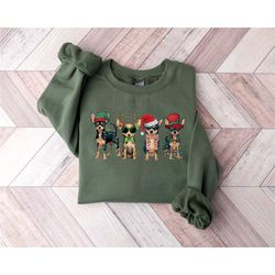 chihuahua christmas sweatshirt, dog mom sweatshirt, cute christmas animal sweatshirt, chihuahua gifts, holiday crewneck,