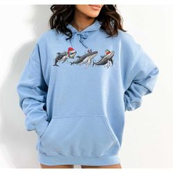 christmas whale sweatshirt, sea animals christmas sweatshirt, sea life christmas sweater, animal lover gift, holiday swe