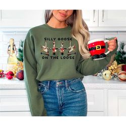 silly goose on the loose sweatshirt, funny christmas sweater, silly goose on scooter hoodie, christmas animal sweatshirt