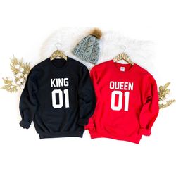 king queen valentine sweatshirt, king spades queen hearts sweatshirt, valentine sweatshirt gift, valentine couple sweats