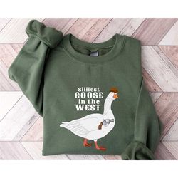 western stupidiest goose sweatshirt, duck cowboy sweatshirt, funny duck hooded sweat