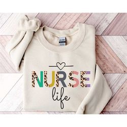 nurse life sweatshirt, authorized nurse sweatshirt, ia hooded sweatshirt, leopard printed nurse, aiic sweater, nurses sw