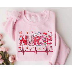nurse sweatshirt, nurse's lover shirt, valentines nicu sweatshirt, heart nurse, valentine's day gift for intensive care