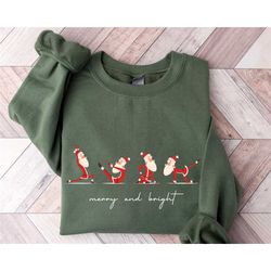 yoga santa claus yoga sweatshirt, christmas sweatshirt, happy and bright hooded sweatshirts, vintage santa claus sweatm,