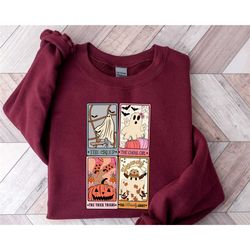 halloween tarot card sweatshirt, halloween pull tarot card, halloween retro tarot card sweatshirt, halloween sweat-shirt