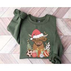 highland cow highland sweatshirt, christmas sweatshirt, cows sweatshirt, highland cow shirt, trendy shirt, christmas fam