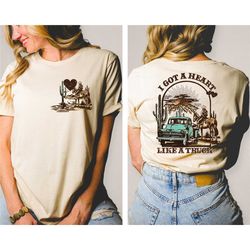 i have a heart like a truck front and rear shirt, cowboy shirt, rodeo shirt, western shirt, desert shirt, cowboy shirt