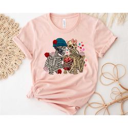 valentine's day shirt, funny skeleton love shirt, i love you, valentine's day gift for women, couple shirt gift, valenti