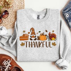 gnome fall shirt, fall tee, thankful shirt, thanksgiving tee, fall tshirt, thankful pumpkin shirt, holiday shirt pearlcu