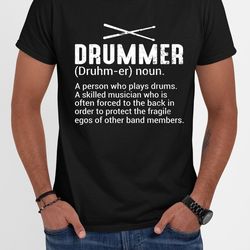 drummer t-shirt, drummer a person tee, drummer gift, gift for drummer, rock music shirt, drum sticks, drum shirt