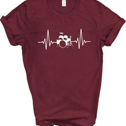 heartbeat for drummers percussionist t-shirt, drummer shirt, gift for drummer, rock music tee
