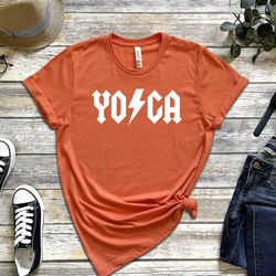 acdc yoga t-shirt, cute yoga shirt, women's cute shirt, rock band shirt, unisex shirt, rock lover shirt