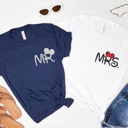embroidered mr and mrs shirt, embroidered couple shirt, embroidered husband and wife shirt, embroidered matching shirt