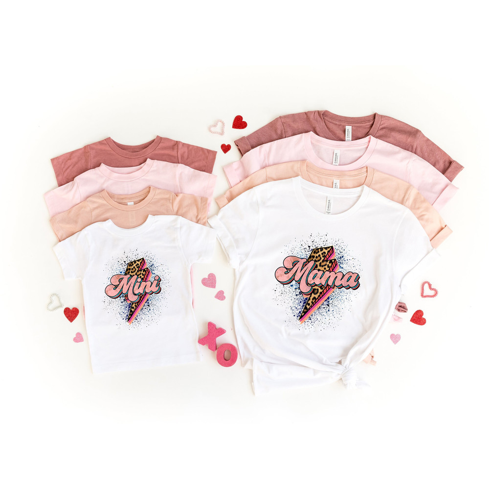 Leopard Lightening Bolt Mama Shirt, Leopard Lightening Bolt Mini Shirt, Blessed Mama, Blessing Mini, Mama Mini, Mama Mini Matching Shirt.jpg