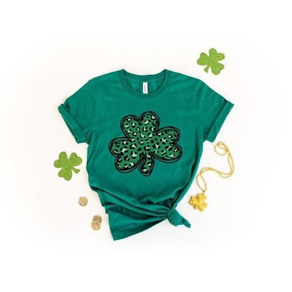 Leopard Print Shamrock Shirt, St. Patricks Day Shirt, Shamrock Lucky Lips, Four Leaf Clover, Shamrock, Irish Shirt.jpg