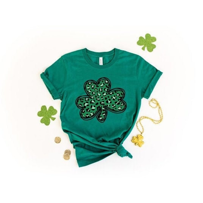 Leopard Print Shamrock Shirt, St. Patricks Day Shirt, Shamrock Lucky Lips, Four Leaf Clover, Shamrock, Irish Shirt.jpg