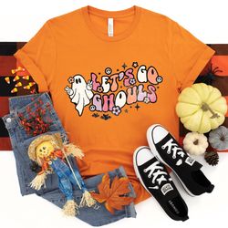 let's go ghouls halloween shirt, halloween black cat pumpkin spooky season, sanderson sister shirts, funny halloween shi