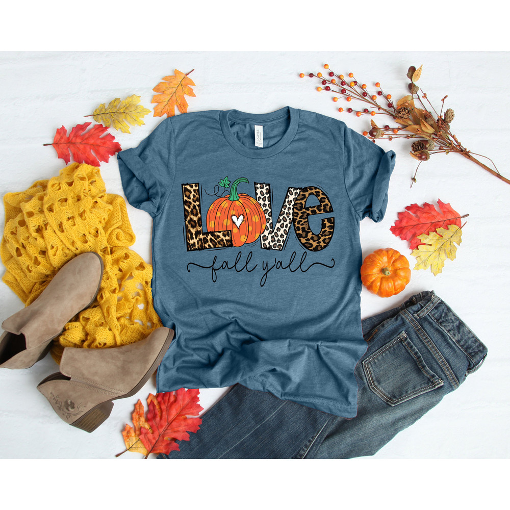 Love Fall Y'All Shirt, Leopard Print Fall Shirt, Thanksgiving,Hello Pumpkin, Fall Vibes, Peace Love Thanksgiving, Family Thanksgiving Shirt 2.jpg