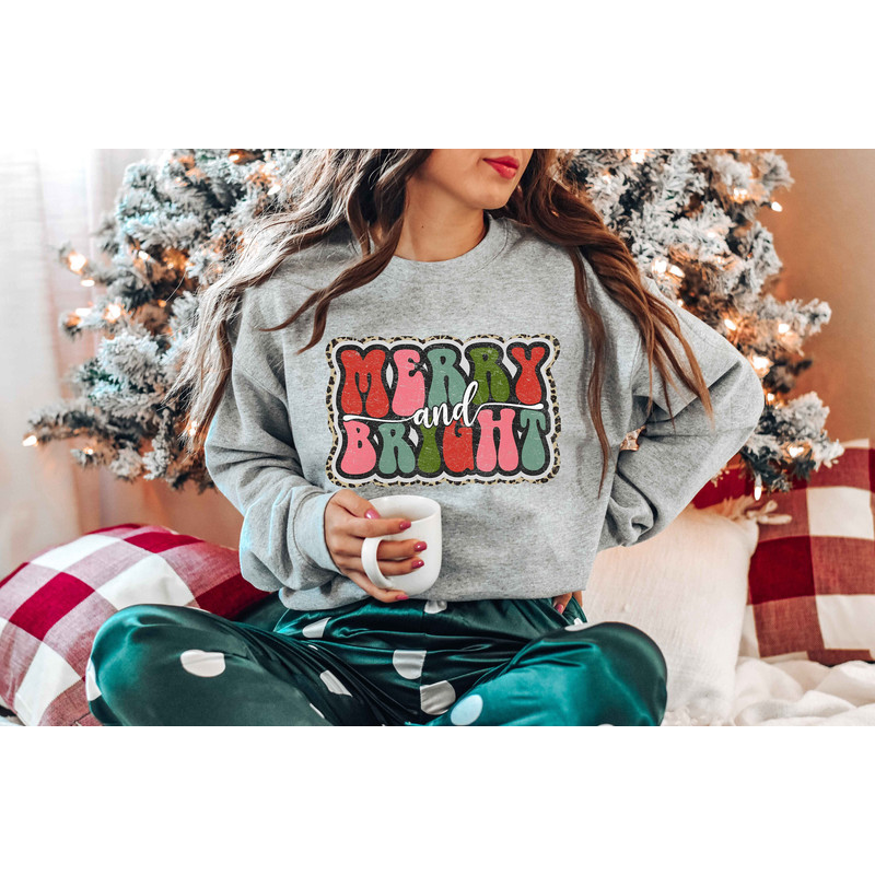 Merry and Bright Sweatshirt, Christmas Sweatshirt, Family Christmas Sweatshirt, Christmas T-Shirts, Merry Christmas Sweatshirt.jpg
