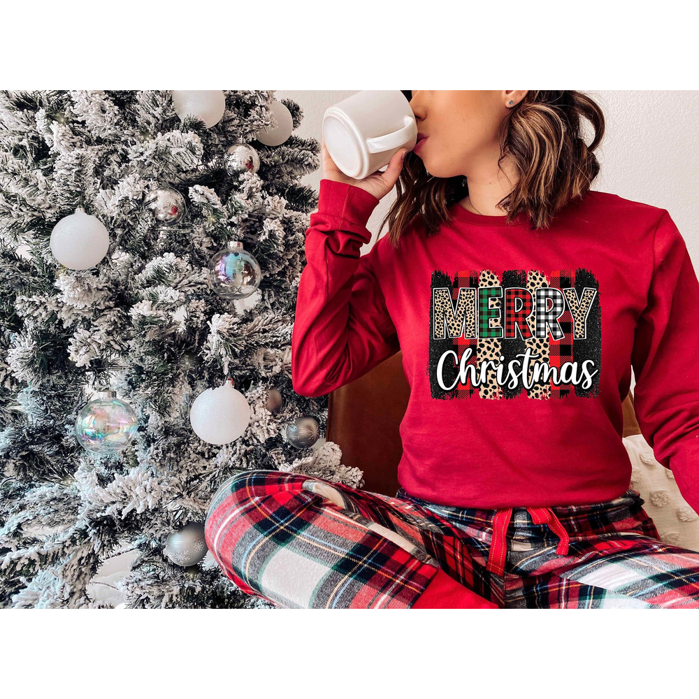 Merry Christmas Shirt, Cute Christmas Family Shirt, Women's Christmas tree Holiday Shirt, Santa Hat Christmas shirt, Santa Deer Shirt 1.jpg