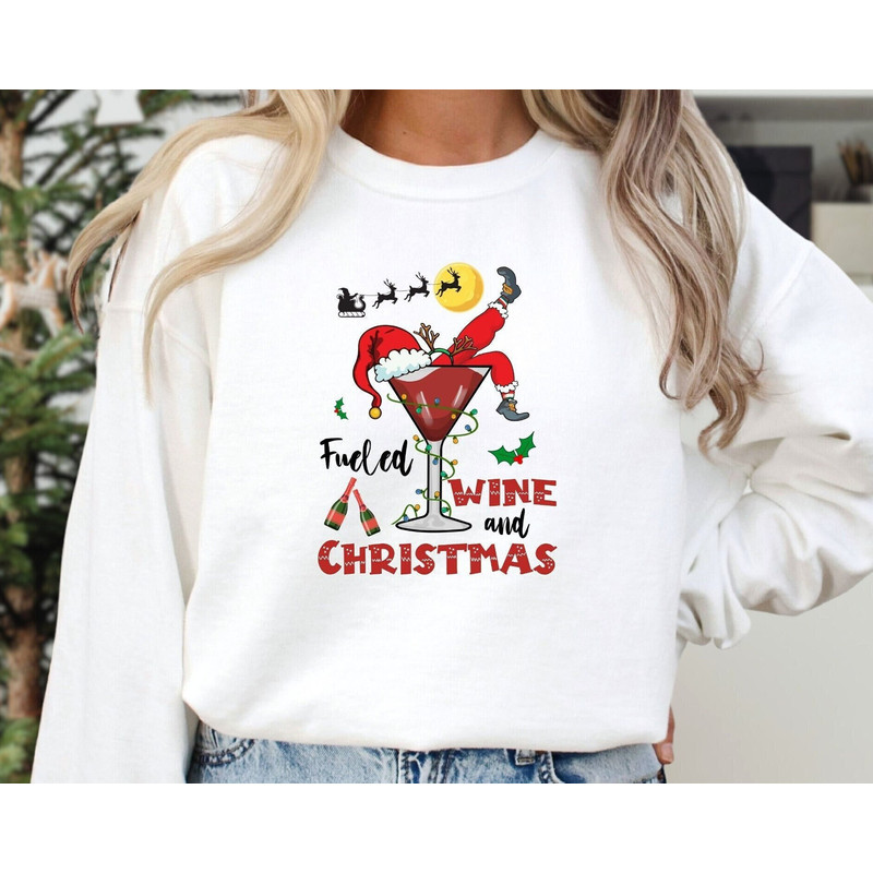 Fueled Wine and Christmas Sweatshirt & Hoodie, Let It Flow Christmas , The Wine Is So Delightful Sweatshirt.jpg