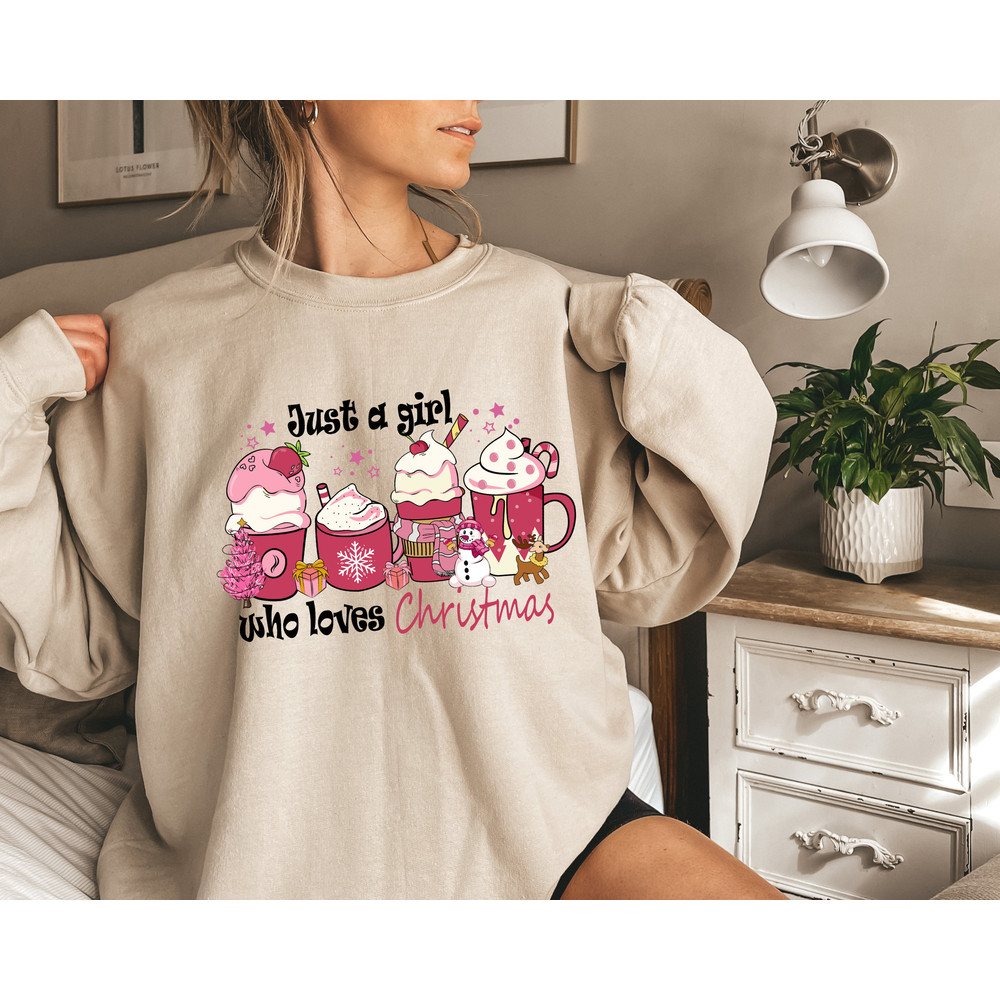 Just a girl who loves Christmas Sweatshirt & Hoodie, Women's Christmas Sweatshirt, Just A Girl Who Loves Christmas, Christmas Gift Tee 1.jpg