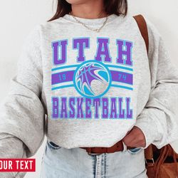 vintage utah basketball sweatshirttshirt, utah jaz sweater, jazz tshirt, vintage basketball fan shirt, retro utah basket
