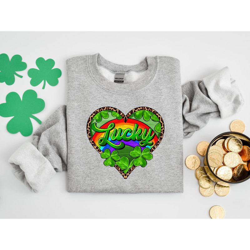 Lucky Leopard Heart Shirt, Leopard Heart Lucky Shirt, St Patricks Day Shirt, Irish Day Shirt, Clover Shirt, Women St Paddy Day Shirt 1.jpg