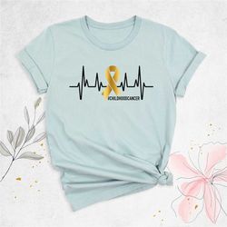 gold ribbon heartbeat shirt, childhood cancer awareness shirt, pediatric cancer tee, childhood cancer support shirt, kid