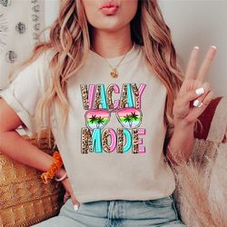 vacay mode, sunglasses with palm trees, beach tee, vacation tees, summer shirt, traveler gift, vacay mode tshirt, womens