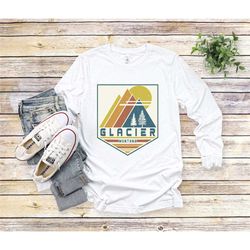 glacier long sleeve t-shirt, national park tee, glacier souvenir, glacier gift, mountain shirt travel gift retro mountai
