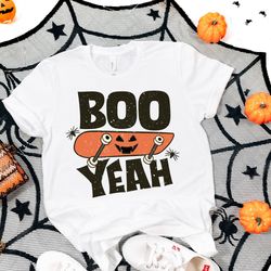 boo yeah skateboard shirt, funny halloween shirt, halloween shirt, fall shirt, skateboard pumpkin shirt, halloween tshir