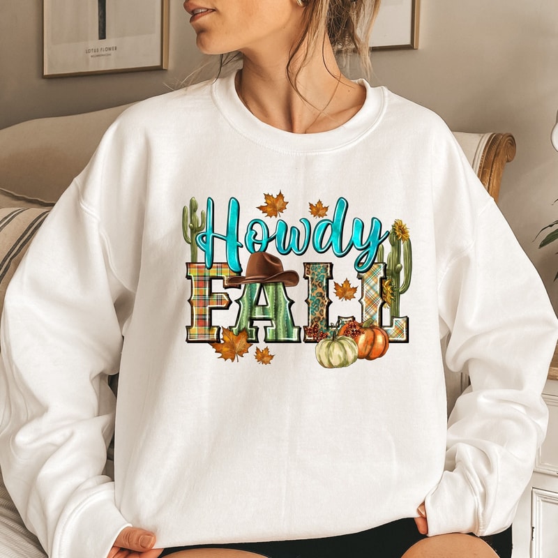 Howdy Fall Western Shirt, Howdy Fall Western Sweatshirt, Country Fall Shirt, Howdy Fall Pumpkin Shirt, Howdy Thanksgiving Shirt, Fall Gift.jpg