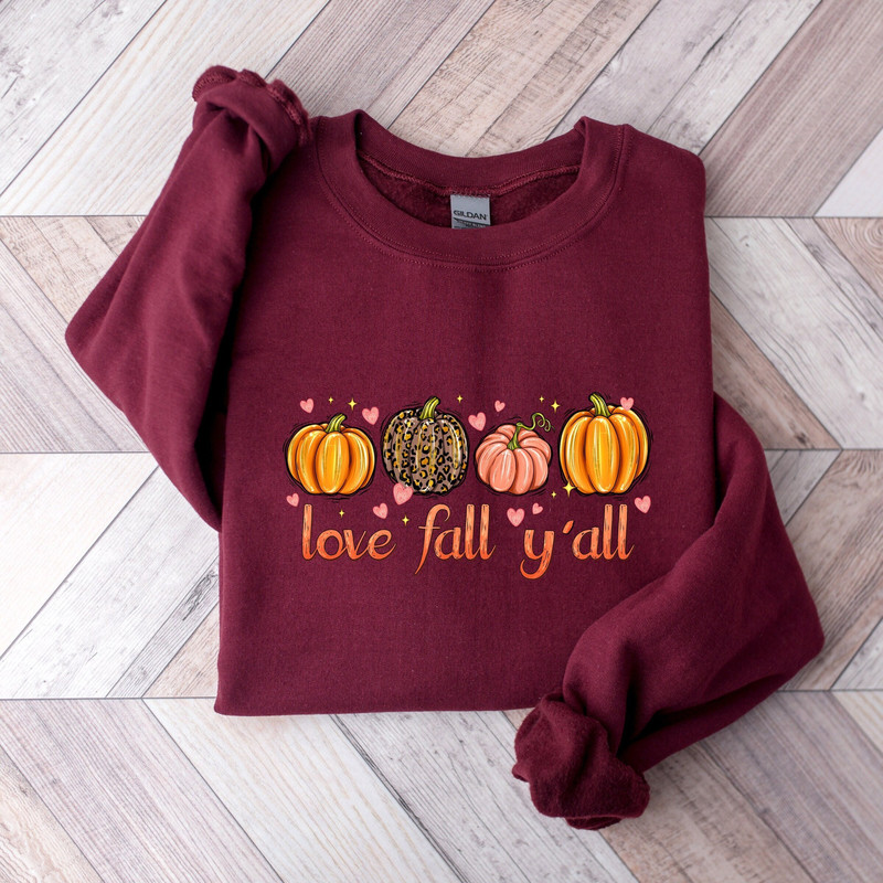 Love Fall Y'all Shirt, Happy Fall Season Shirt, Gift for Fall Season, Fall Pumpkin Shirt, Gift For Thanksgiving, Thanksgiving Sweatshirt 1.jpg