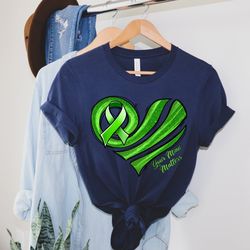 mental health awareness heart tshirt, mental health shirt, green ribbon tee shirt, mental health hope t shirt, mental he