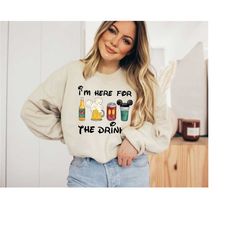 i'm here for the snacks, i'm here for the drinks, disney sweatshirt, disney friend sweatshirt, disney trip sweater, gift