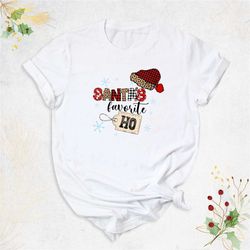 santa's favorite ho shirt, cute santa shirt, christmas shirt, santa hat shirt, merry christmas shirt, christmas santa te
