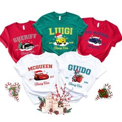 disney cars christmas shirt, pixar cars characters shirt, lightning mcqueen tow mater cars land christmas shirt, christm