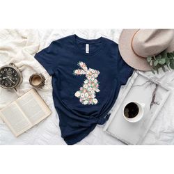 floral bunny shirt, easter shirts, , happy easter shirt, happy easter bunnies shirt, bunny shirt, rabbit silhouette, eas