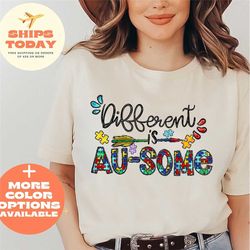 autism shirts, autism awareness t-shirts for autism mom, different is au-some, autism tees, gifts back to school shirt,