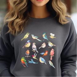 birds sweatshirt, nature lover gift, animal lover hoodie, sparrow sweater, hummingbird sweatshirt, botanical bird crewne