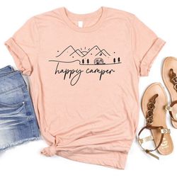 happy camper shirt, adventure shirt, camping life, camper tee, camping shirt, vacation t shirt, campfire, camping tent