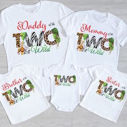 two wild shirt, family wild shirt, party animal shirt, second birthday shirt, safari animals jungle shirt, family birthd