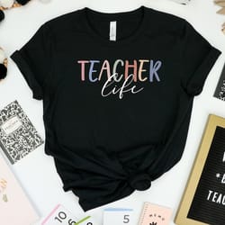 teacher life shirt, colorful teacher shirt, teacher heart shirt, kindergarten teacher shirt, teacher lover shirt