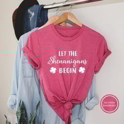 let the shenanigans begin shirt, st patricks day shirts, lucky irish shamrock t-shirt, st patrick's day gift, lucky tee