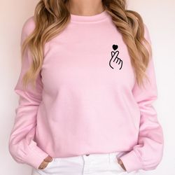 korean finger heart sweatshirt and hoodie, korean finder sweater, women sweatshirt, trending sweatshirt
