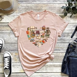 book lover heart t-shirt, bookworms tee, reading club librarian gifts, book lover shirt, bookworms tee