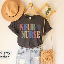 neuro nurse t-shirt, neurology nurse flower tee, neuro nurse floral gift, neuro icu nurse shirt
