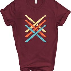 retro vintage drumsticks drummer t-shirt, drummer shirt, gift for drummer, rock music shirt, drum sweater